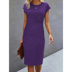Damen Gerafftes, figurbetontes Kleid | Kurze Ärmel