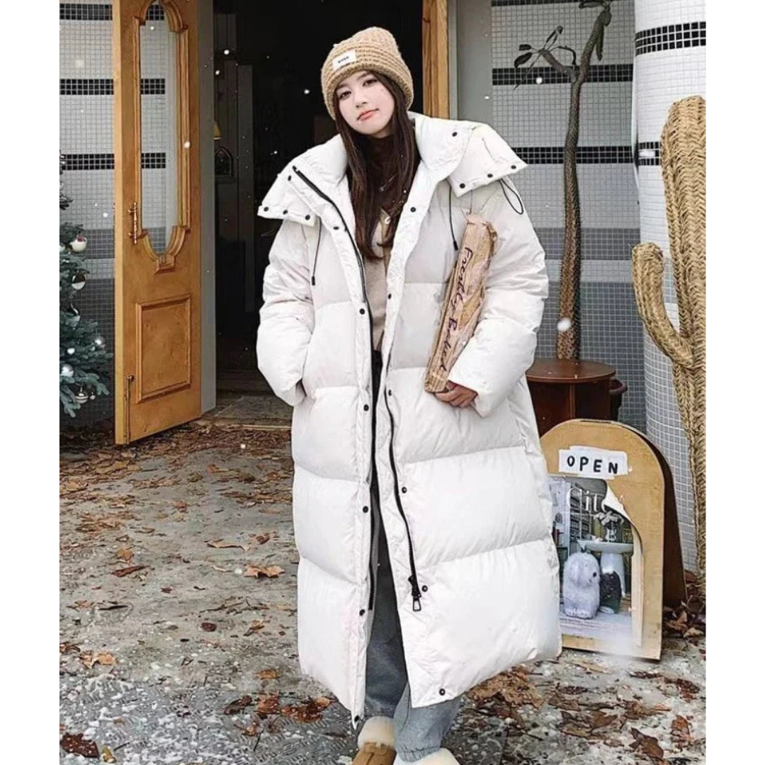 Damen Lange Winter Puffer Daunenjacke | Kapuze