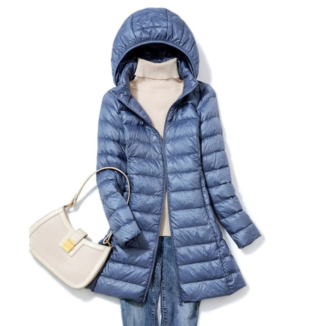 Damen Lange Winter Puffer Jacke | Kapuze