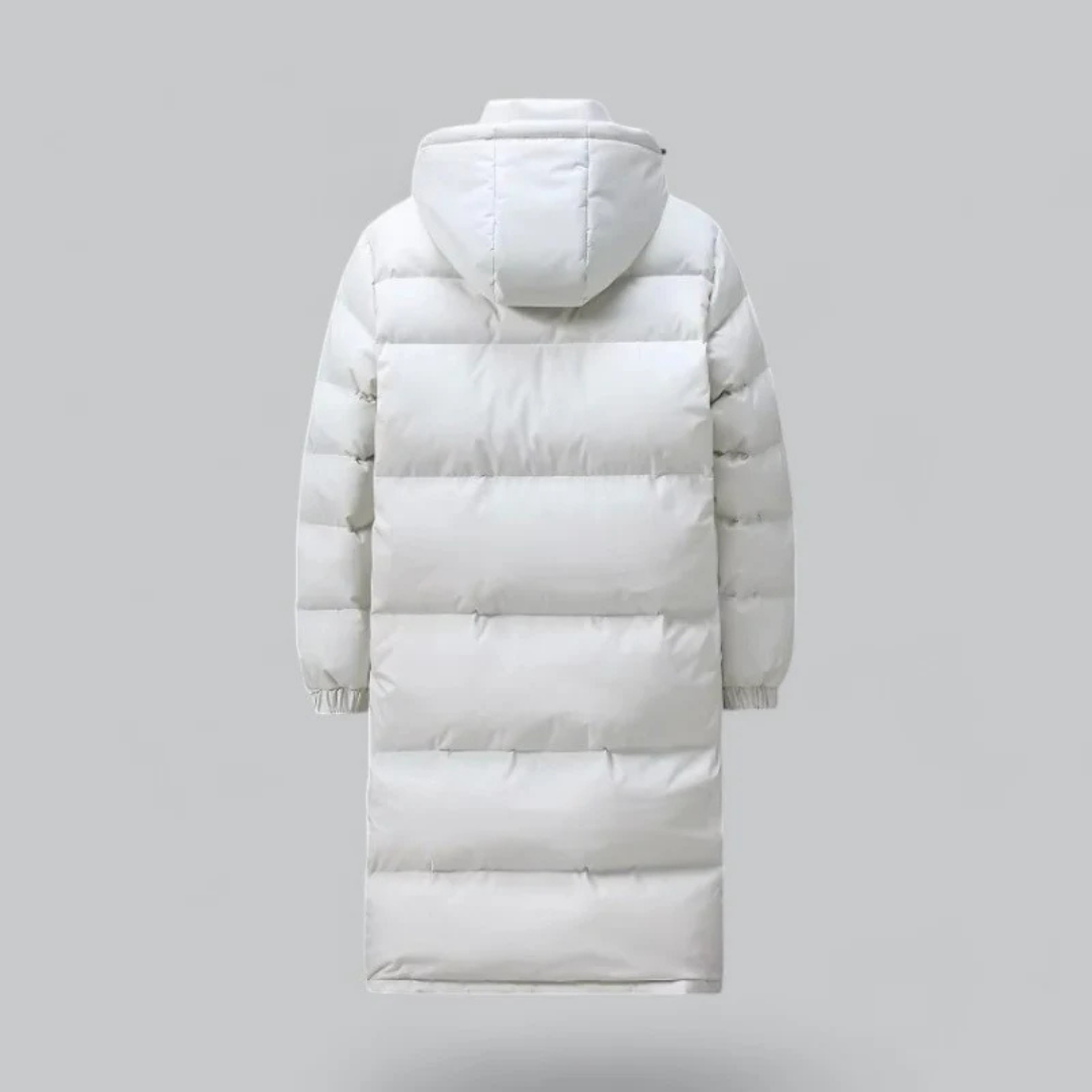 Herren Lange Puffer Knopf Daunenjacke | Kapuze