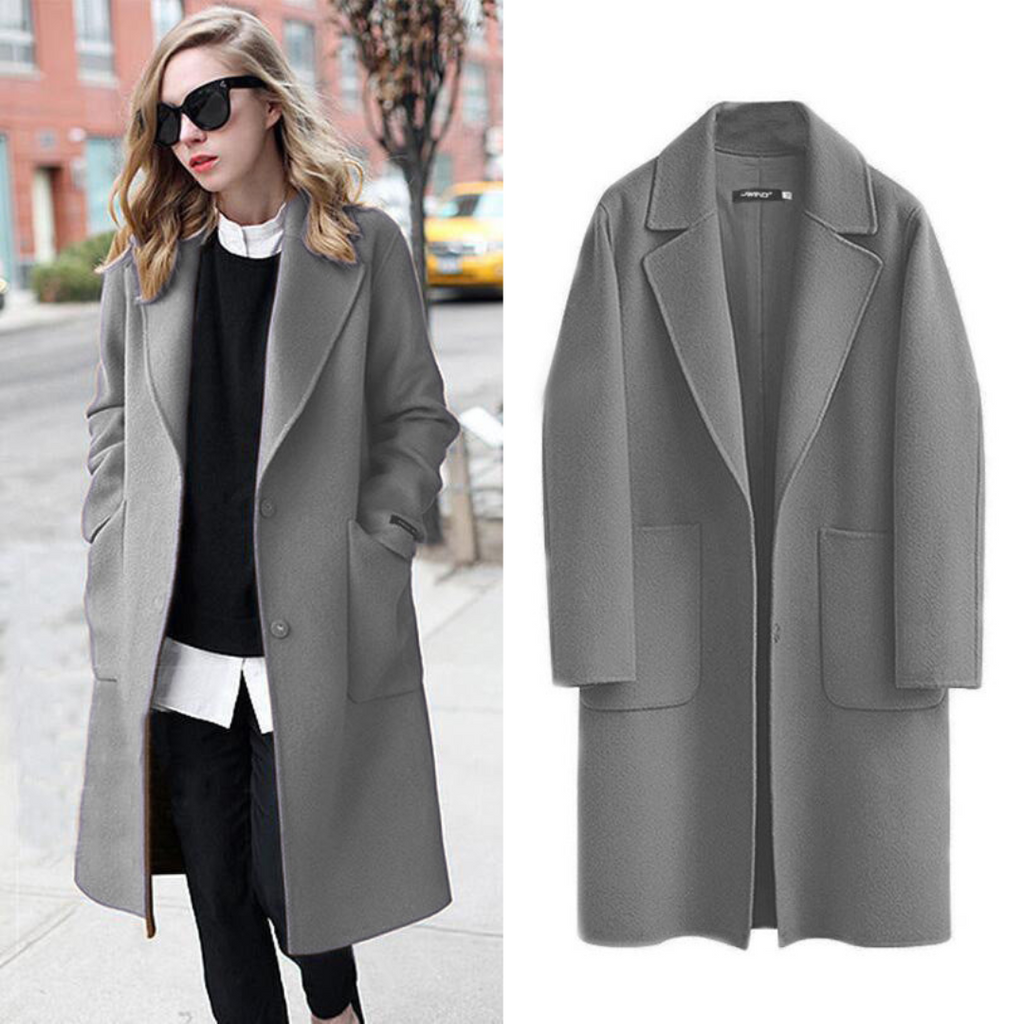 Damen Langarm Winter Warm Trench Mantel | Lange