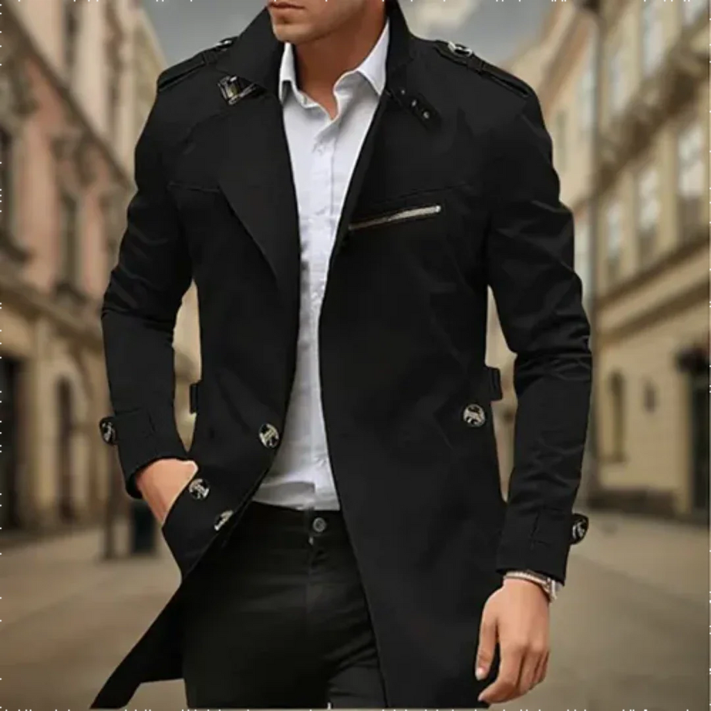 Cayseon | Moderner Zweireihiger Trenchcoat Herren | Lang