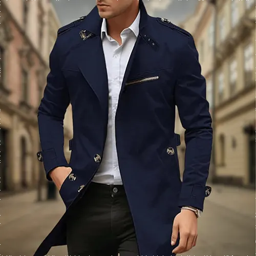Cayseon | Moderner Zweireihiger Trenchcoat Herren | Lang