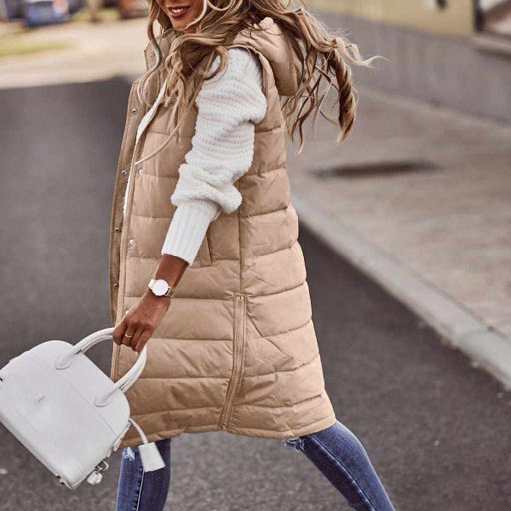 Lange Kapuzenweste für Damen | Winter