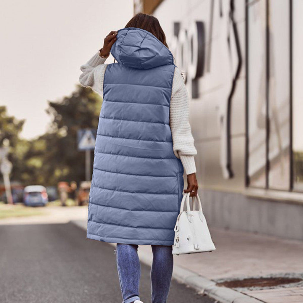 Lange Kapuzenweste für Damen | Winter