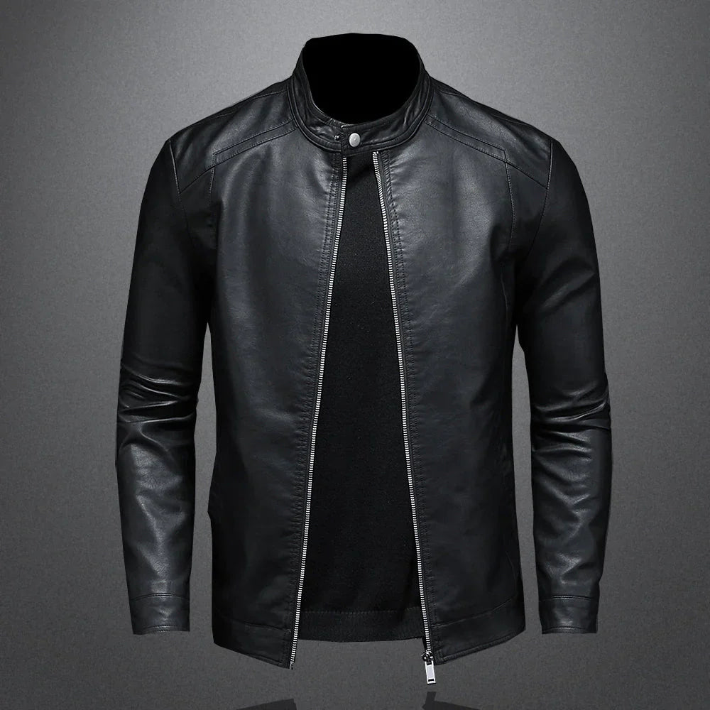 Herren Schlanke Passform Bikerjacke | Schwarz