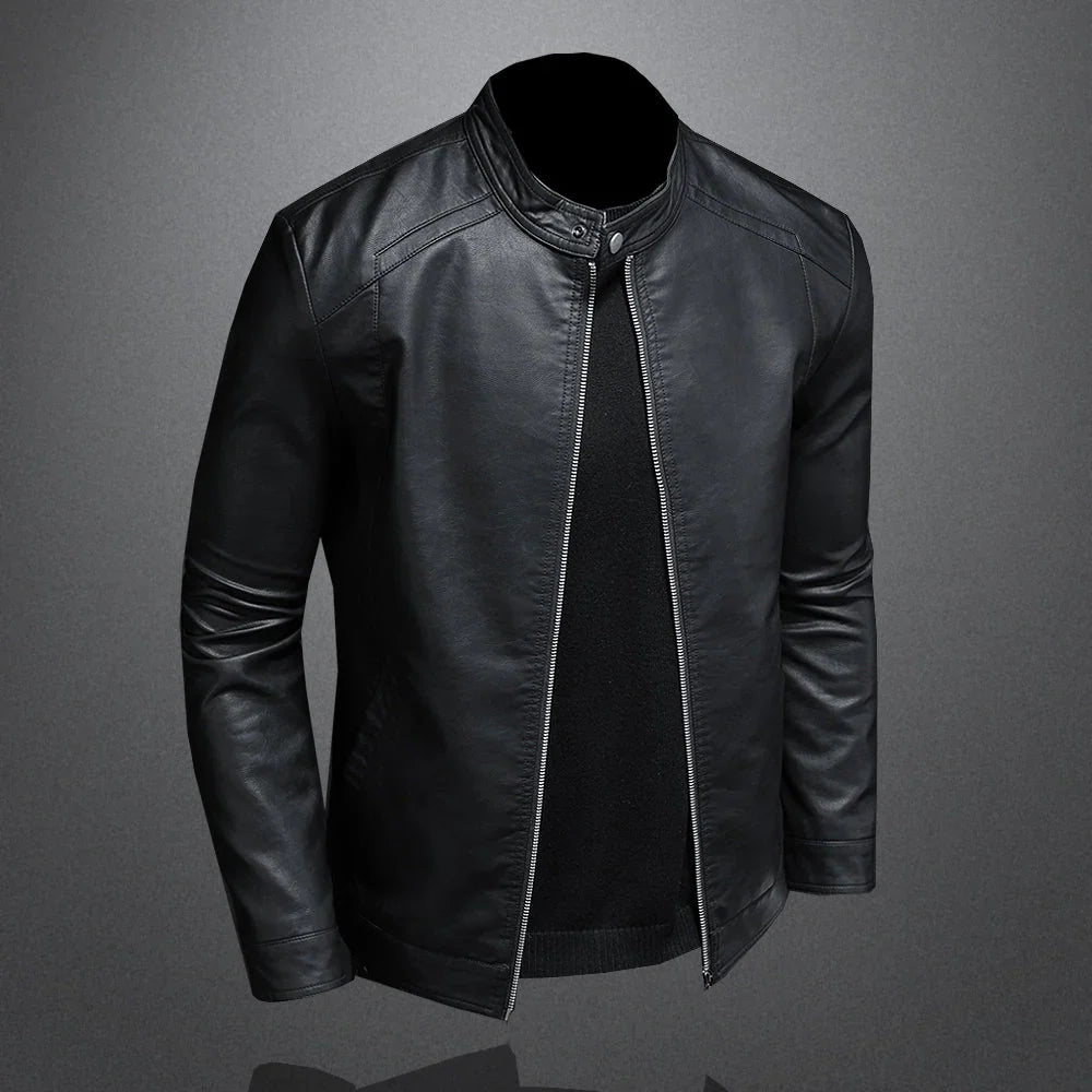 Herren Schlanke Passform Bikerjacke | Schwarz