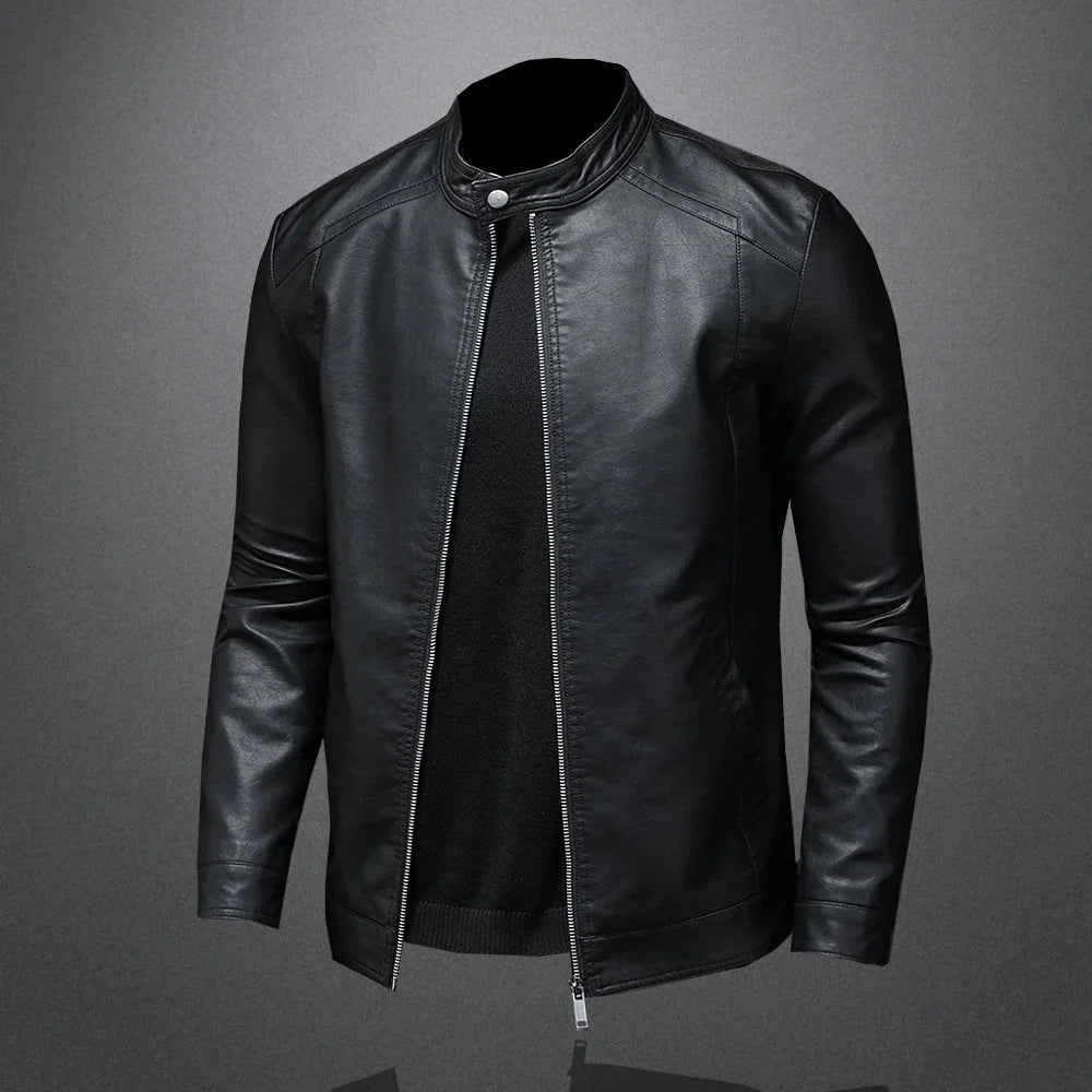 Herren Schlanke Passform Bikerjacke | Schwarz