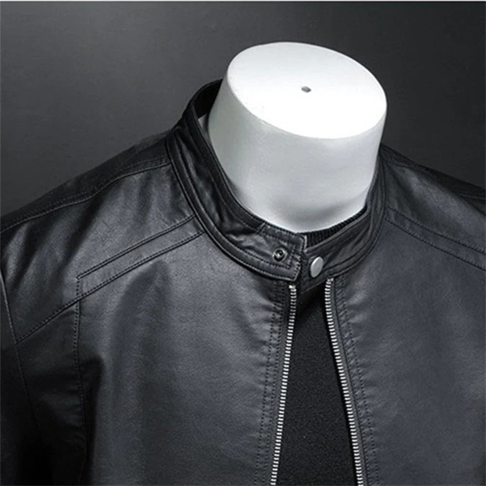 Herren Schlanke Passform Bikerjacke | Schwarz