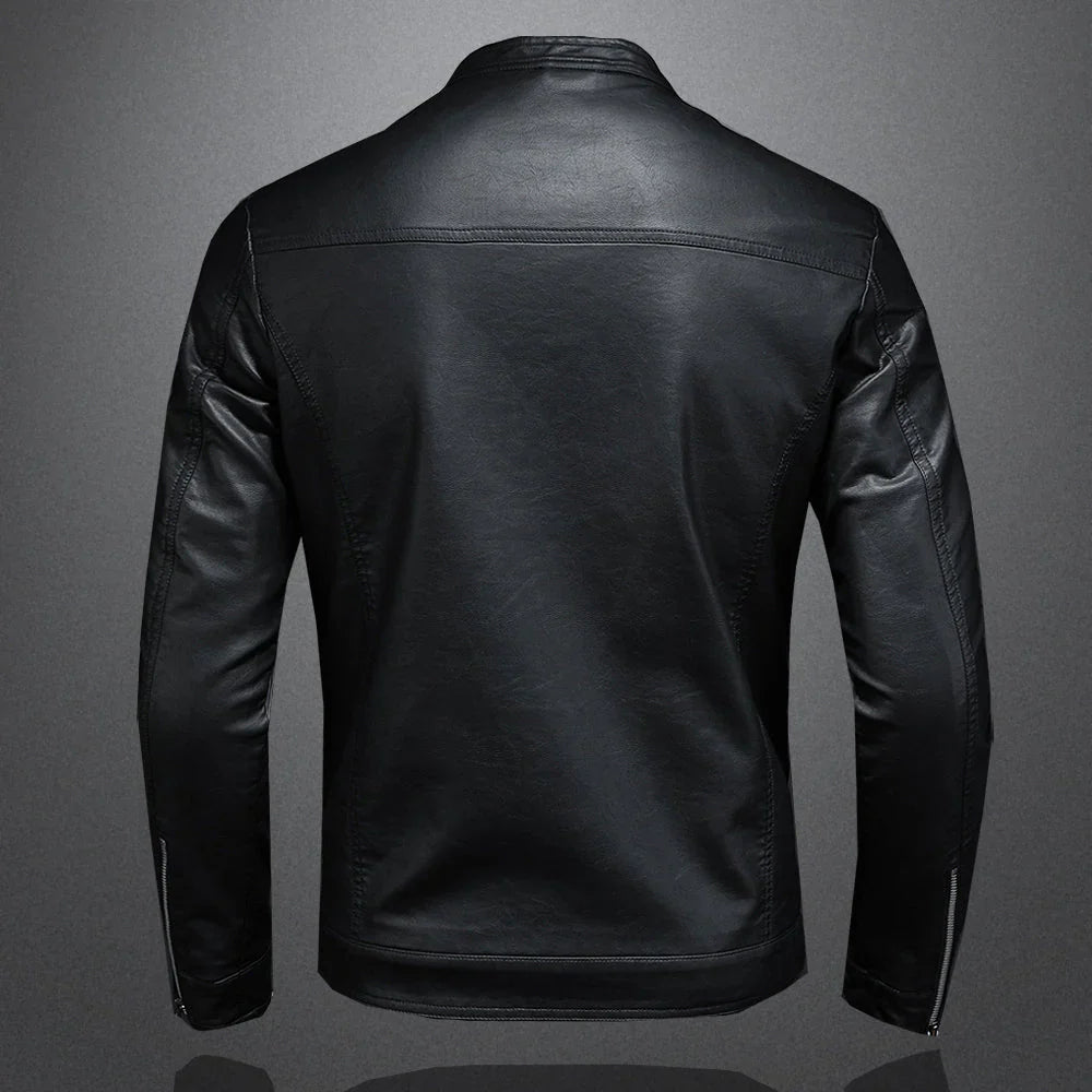 Herren Schlanke Passform Bikerjacke | Schwarz