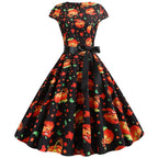 Geist und Kürbis Druck Halloween Kostüm Damen | Midikleid