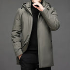 Herren Reißverschluss Kapuze Lange Jacke | Winter