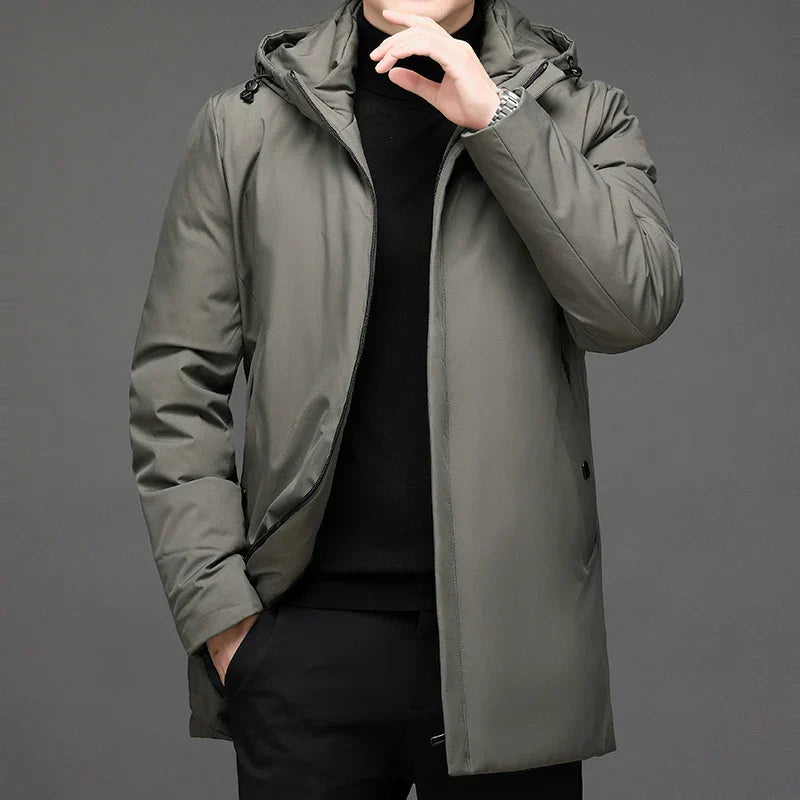 Herren Reißverschluss Kapuze Lange Jacke | Winter