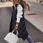 Steppweste Damen mit Kapuze | Lang