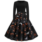 Gothic Karikatur Lange Ärmel Halloween Kostüm Kleid | Mini