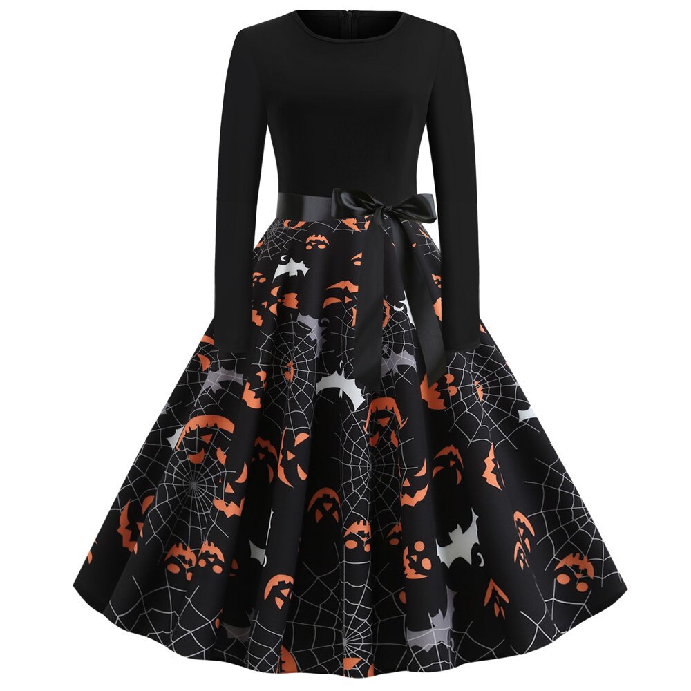 Gothic Karikatur Lange Ärmel Halloween Kostüm Kleid | Mini