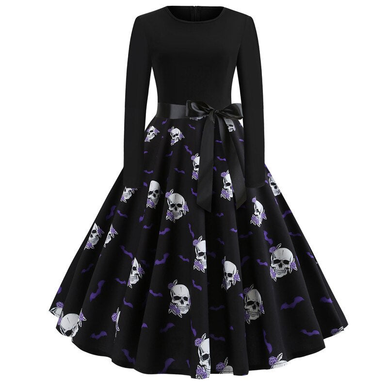 Gothic Karikatur Lange Ärmel Halloween Kostüm Kleid | Mini