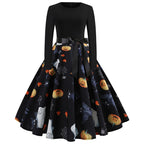Gothic Karikatur Lange Ärmel Halloween Kostüm Kleid | Mini