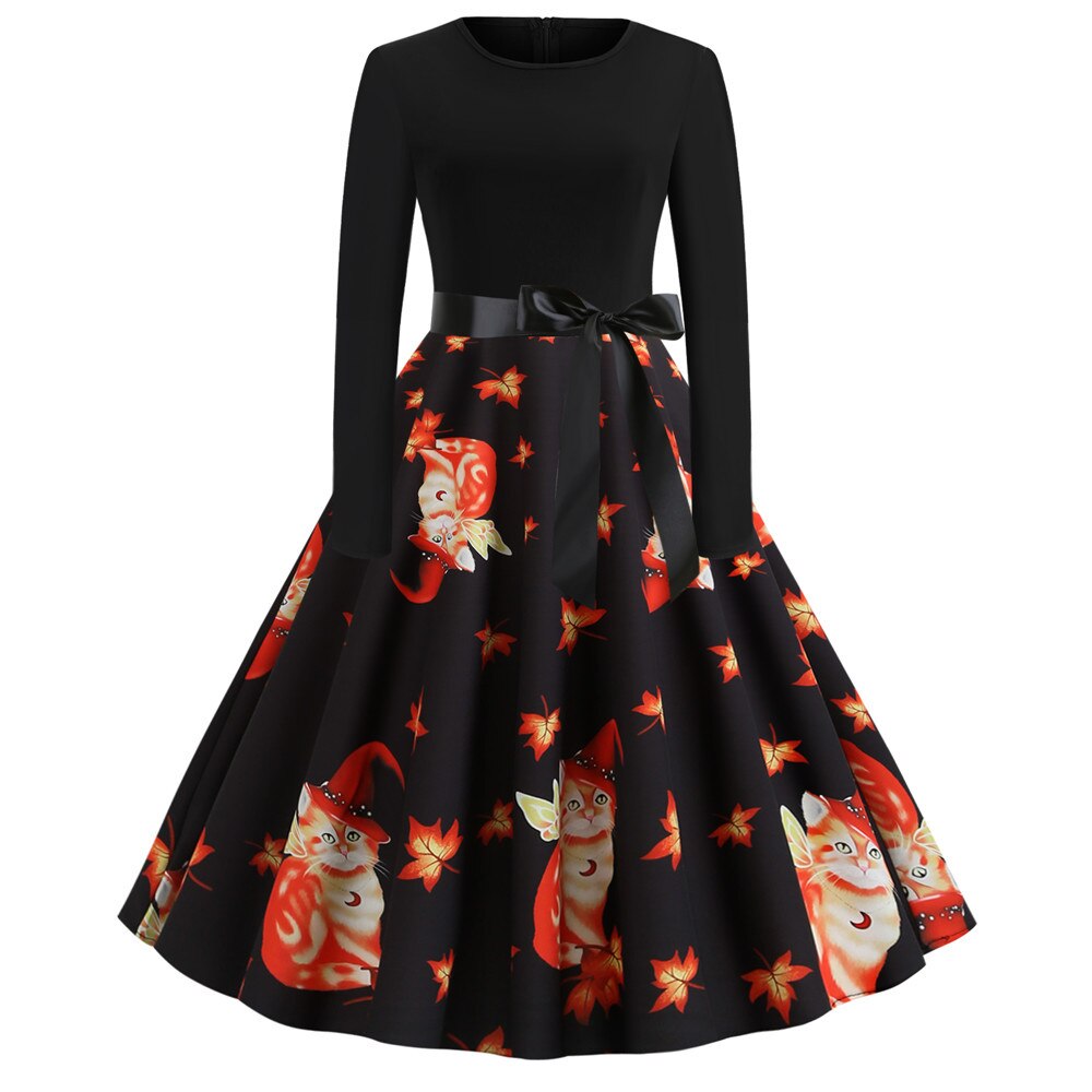 Gothic Karikatur Lange Ärmel Halloween Kostüm Kleid | Mini