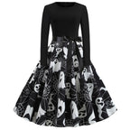 Gothic Karikatur Lange Ärmel Halloween Kostüm Kleid | Mini