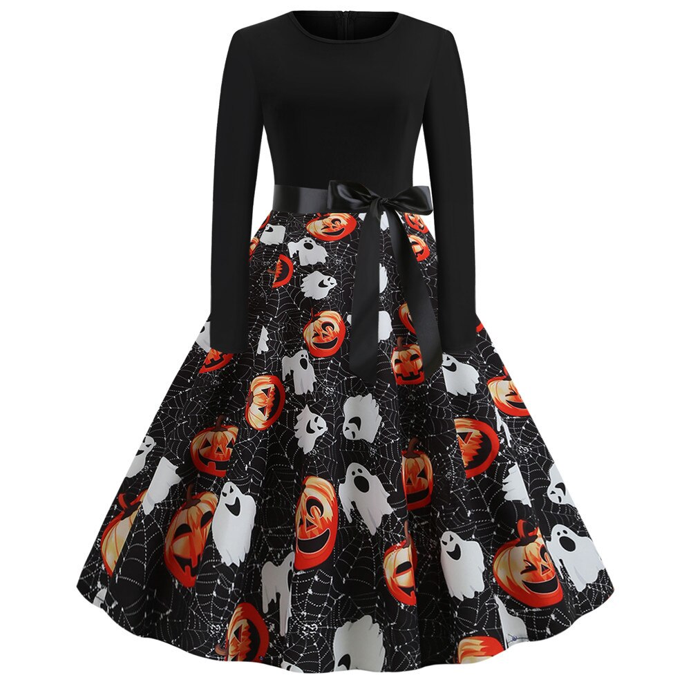 Gothic Karikatur Lange Ärmel Halloween Kostüm Kleid | Mini