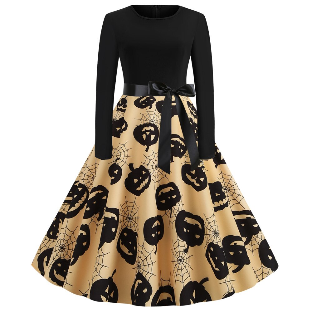Gothic Karikatur Lange Ärmel Halloween Kostüm Kleid | Mini