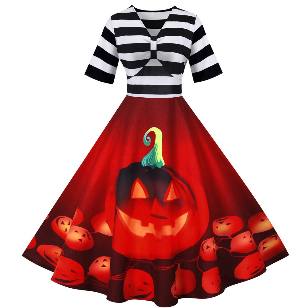 Kürbisschaukel Jahrgang Halloween Kostüm Kleid | Midi
