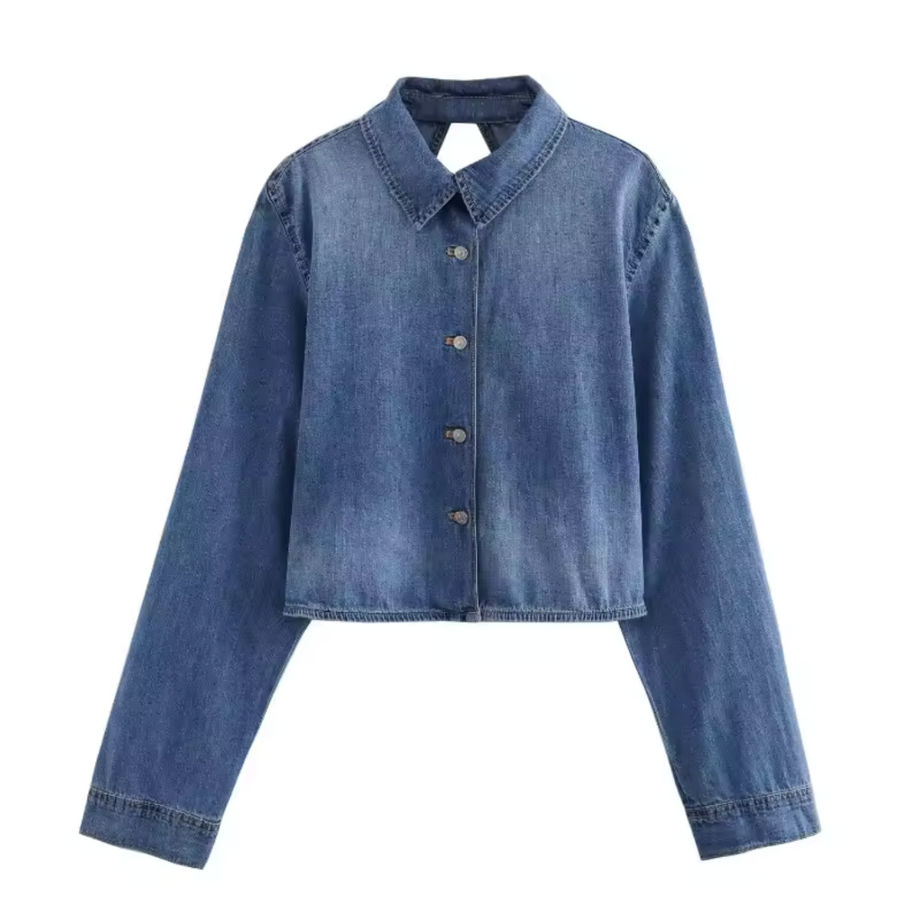 Damen Gekürzte Knopf Daunenjacke | Langarm