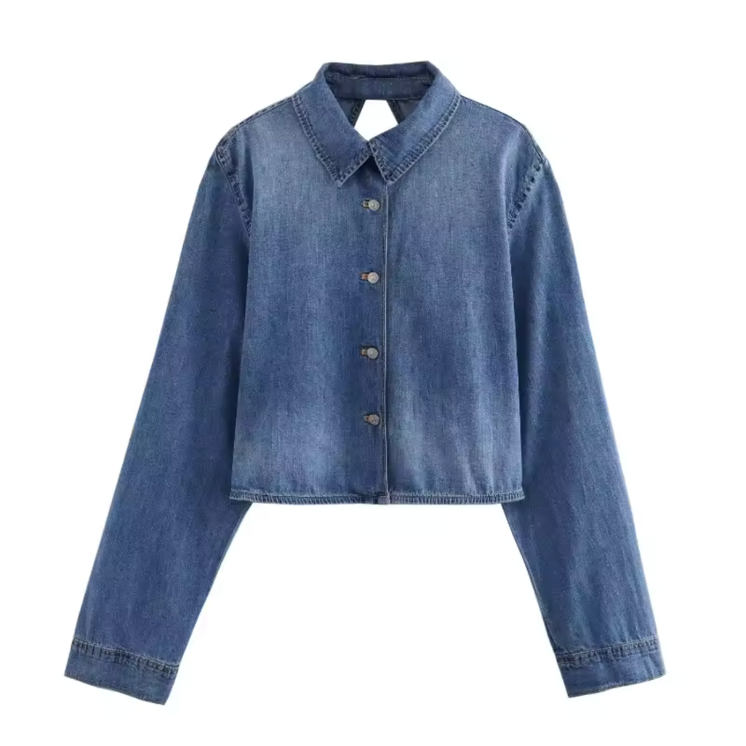Damen Gekürzte Knopf Daunenjacke | Langarm