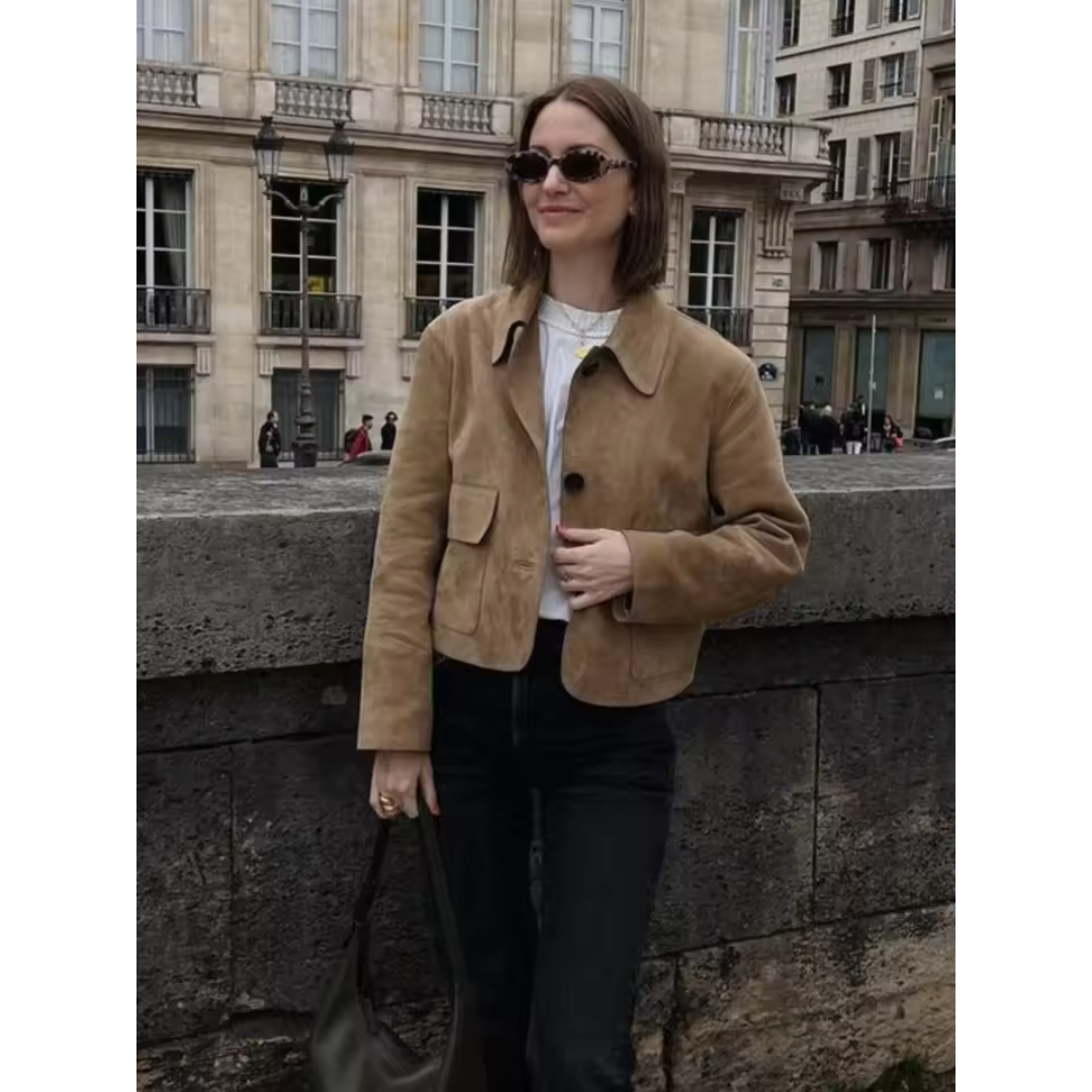 Damen Kurzer Knopf Daunenjacke | Langarm