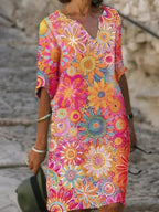 Hannah | Kleid mit V-Ausschnitt und Blumendruck