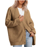 Damen Strickjacke mit V-Ausschnitt und Knöpfen | Lange Ärmel