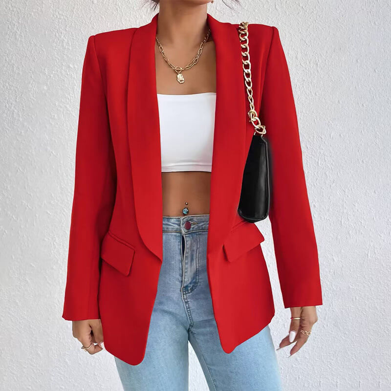 Damen Langarm Offene Front Blazer | Moderne