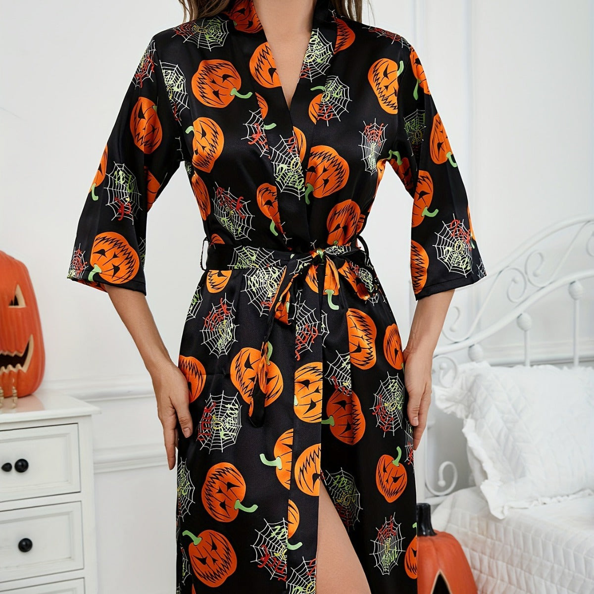 Gespenstisches Kürbis-Muster Halloween Kostüm Robe