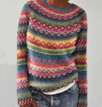 Manonin | Damen Mehrfarbig gestreifter Pullover | Warm
