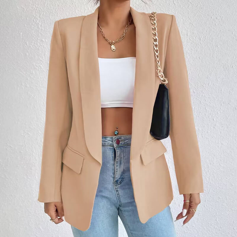 Damen Langarm Offene Front Blazer | Moderne