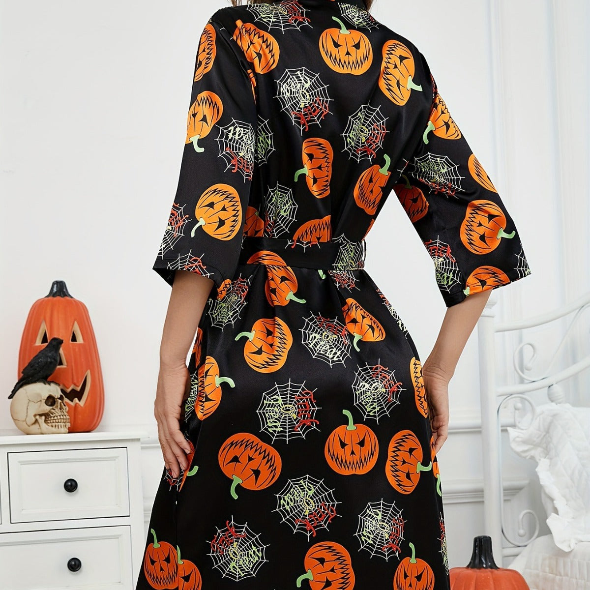 Gespenstisches Kürbis-Muster Halloween Kostüm Robe