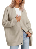 Damen Strickjacke mit V-Ausschnitt und Knöpfen | Lange Ärmel