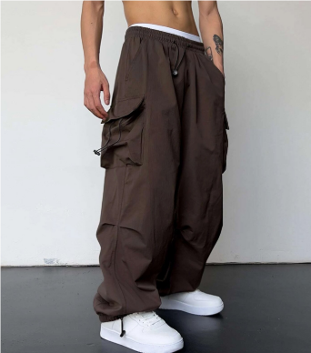 Herren weitem Bein Cargo Hose | Mehrere Taschen