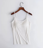 Damen Bequemes Cami Oberteil | Eingebauter BH