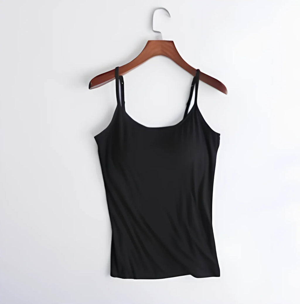 Damen Bequemes Cami Oberteil | Eingebauter BH