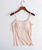 Damen Bequemes Cami Oberteil | Eingebauter BH