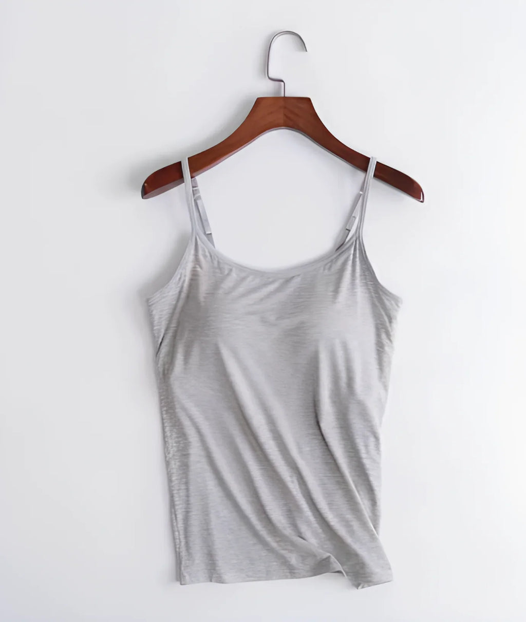 Damen Bequemes Cami Oberteil | Eingebauter BH