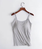 Damen Bequemes Cami Oberteil | Eingebauter BH