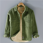 Herren Dickes Warme Knopf Daunen Hemd Jacke | Langarm