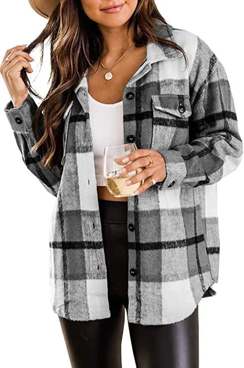 Damen Langarm Warme Hemdjacke | Knopf Daunen
