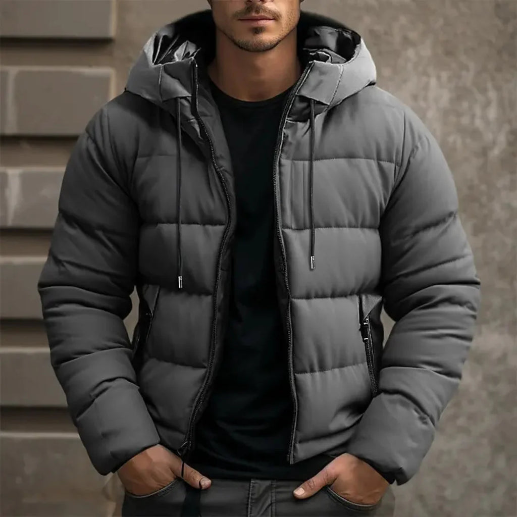 Herren Puffer Winter Reißverschluss Jacke | Kapuze