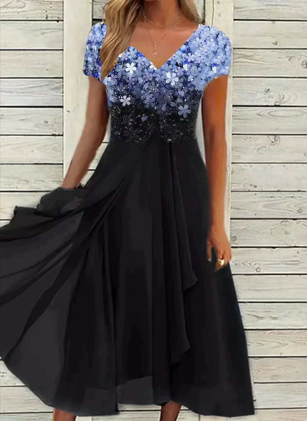 Marigon | Damen Hochzeit Abendkleid mit Glitzer | Maxi