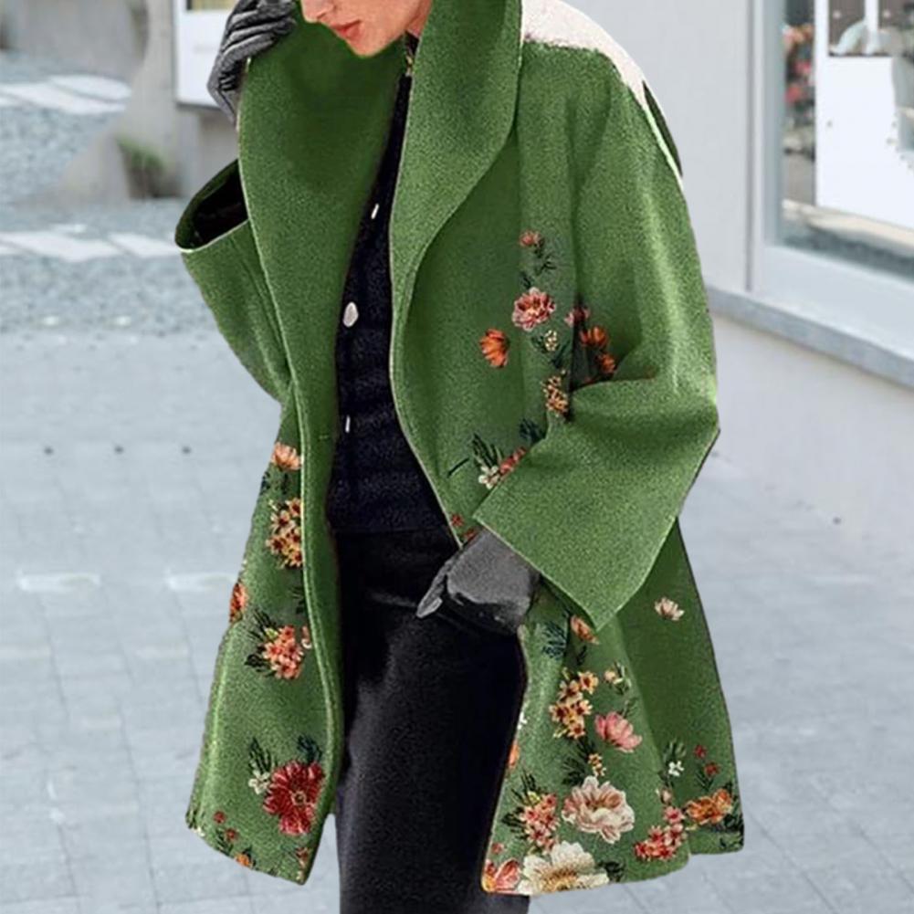 Damen Lange Winter Bedruckter Mantel | Warm