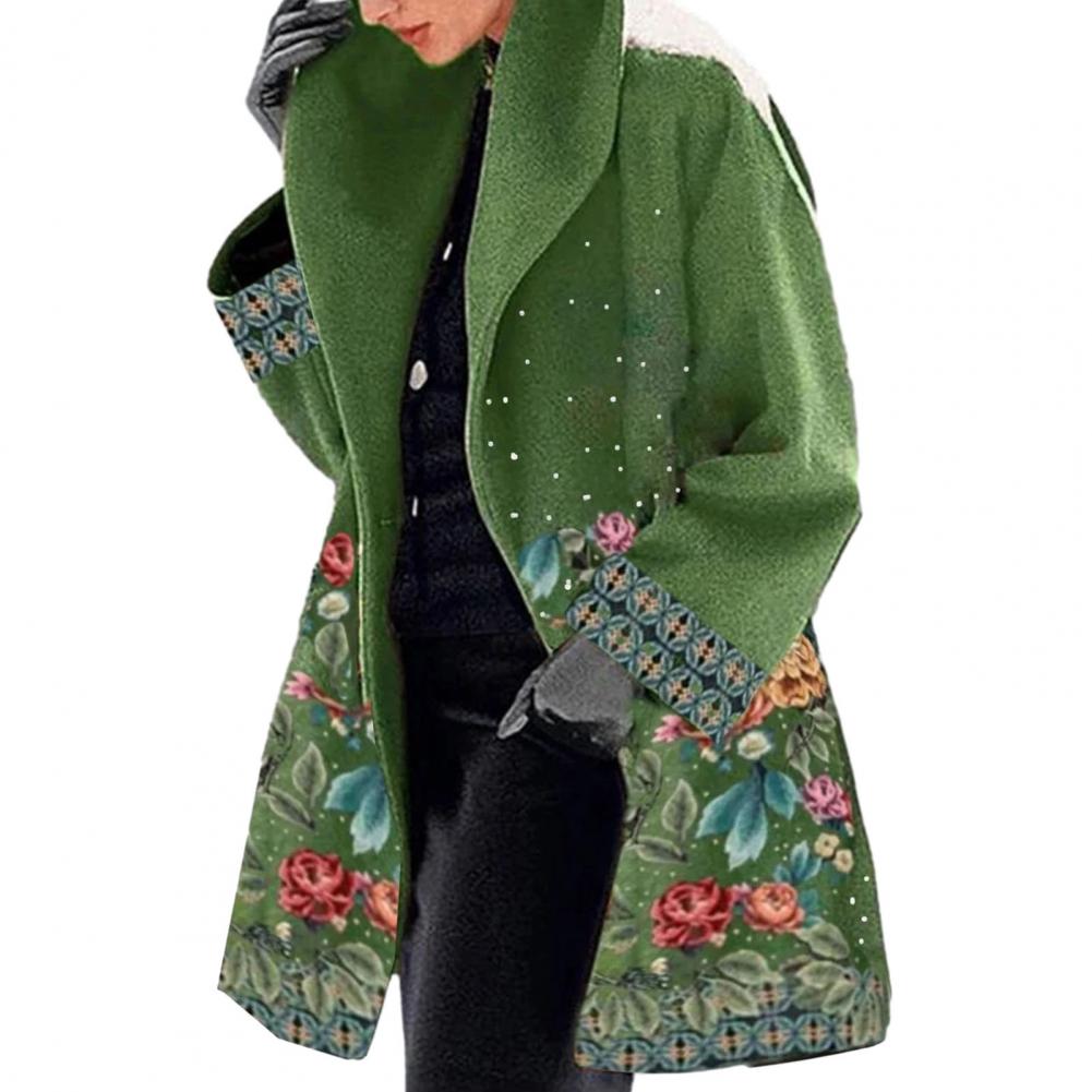 Damen Lange Winter Bedruckter Mantel | Warm